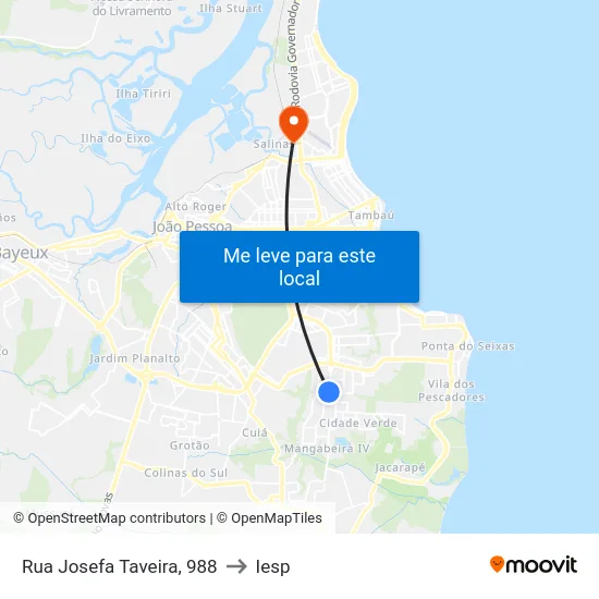 Rua Josefa Taveira, 988 to Iesp map