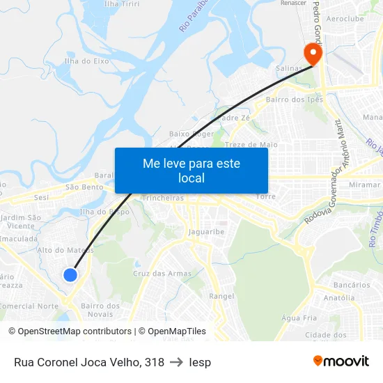 Rua Coronel Joca Velho, 318 to Iesp map