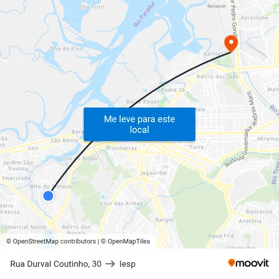 Rua Durval Coutinho, 30 to Iesp map