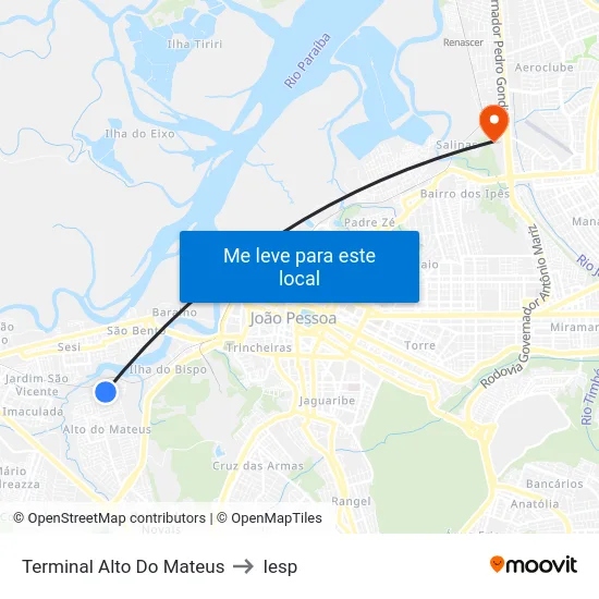Terminal Alto Do Mateus to Iesp map