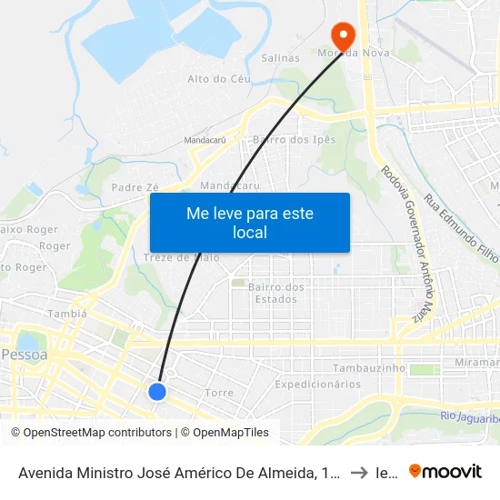 Avenida Ministro José Américo De Almeida, 179-219 to Iesp map