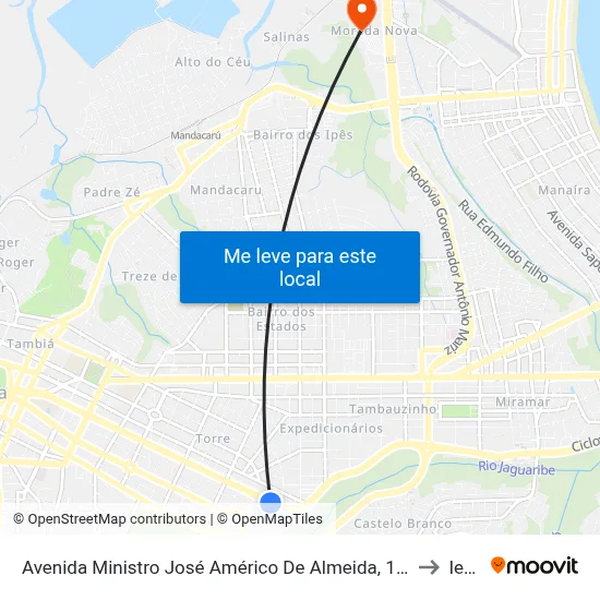 Avenida Ministro José Américo De Almeida, 1352 to Iesp map