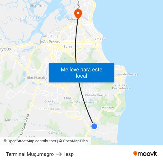 Terminal Muçumagro to Iesp map