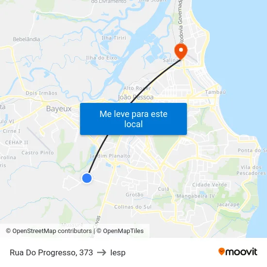 Rua Do Progresso, 373 to Iesp map