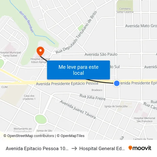 Avenida Epitacio Pessoa 1024-1090 | Sicoob to Hospital General Edson Ramalho map
