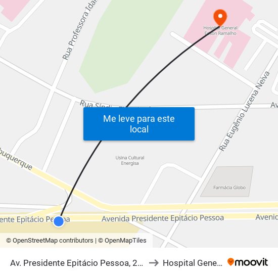 Av. Presidente Epitácio Pessoa, 208 | Colégio Nossa Senhora De Lourdes to Hospital General Edson Ramalho map