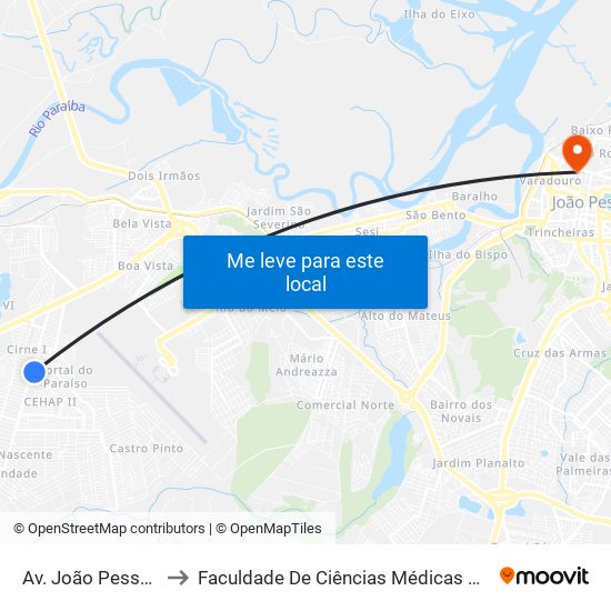 Av. João Pessoa, 31 to Faculdade De Ciências Médicas Da Paraíba map