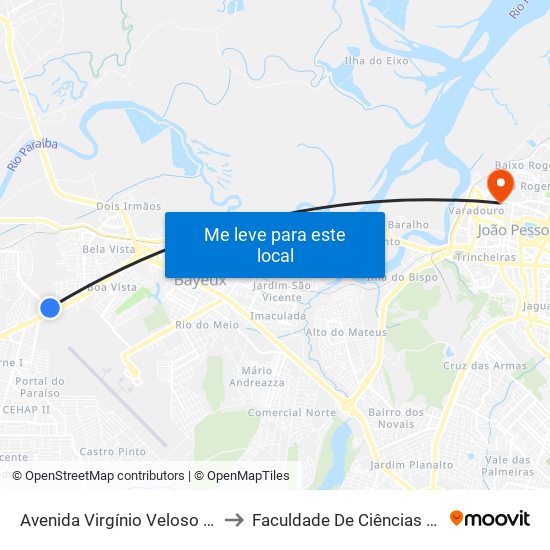 Avenida Virgínio Veloso Borges, 20 - Brastex to Faculdade De Ciências Médicas Da Paraíba map