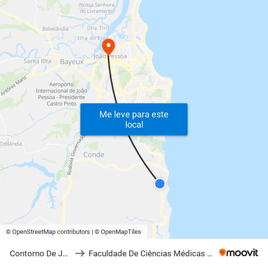 Contorno De Jacumã to Faculdade De Ciências Médicas Da Paraíba map