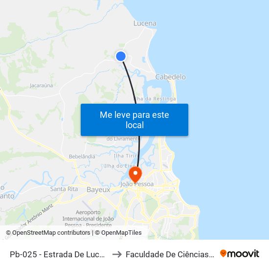 Pb-025 - Estrada De Lucena - Parada 26pb-025 to Faculdade De Ciências Médicas Da Paraíba map