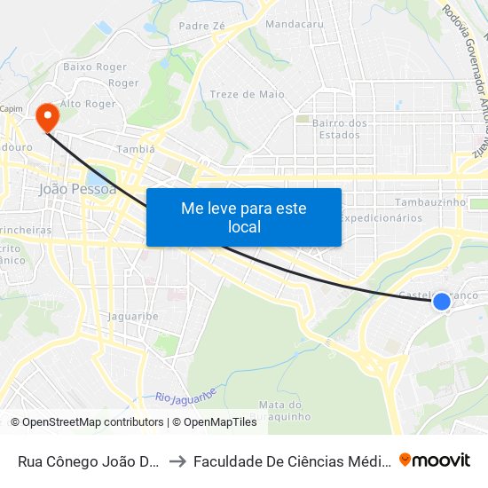 Rua Cônego João De Deus, 273 to Faculdade De Ciências Médicas Da Paraíba map