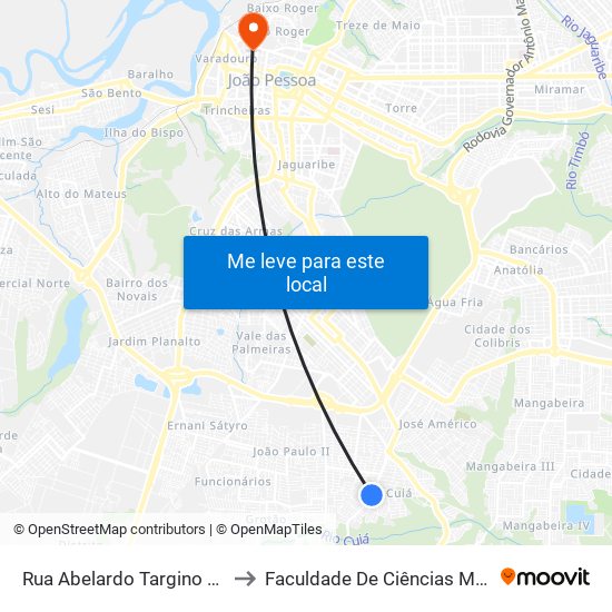 Rua Abelardo Targino Da Fonseca, 783 to Faculdade De Ciências Médicas Da Paraíba map