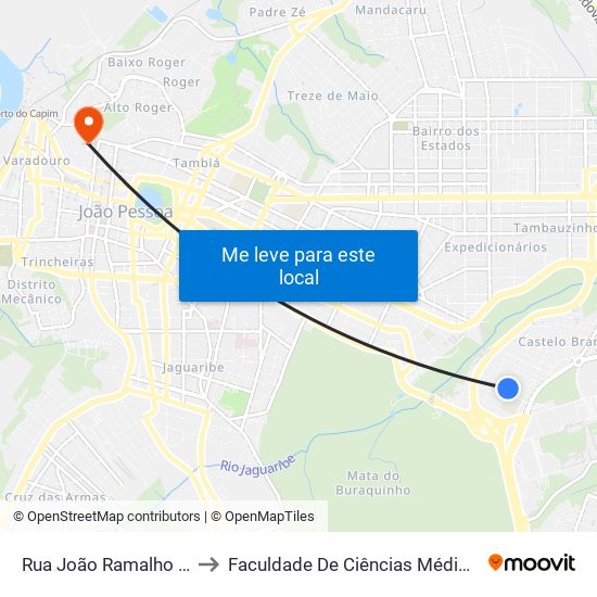 Rua João Ramalho Leite, 267 to Faculdade De Ciências Médicas Da Paraíba map