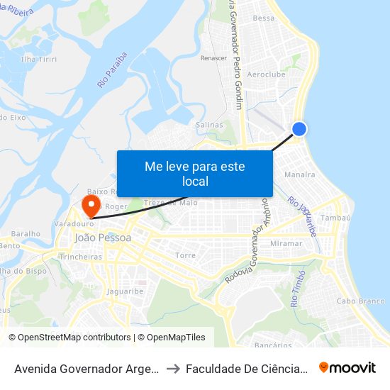 Avenida Governador Argemiro De Figueiredo, 354 to Faculdade De Ciências Médicas Da Paraíba map