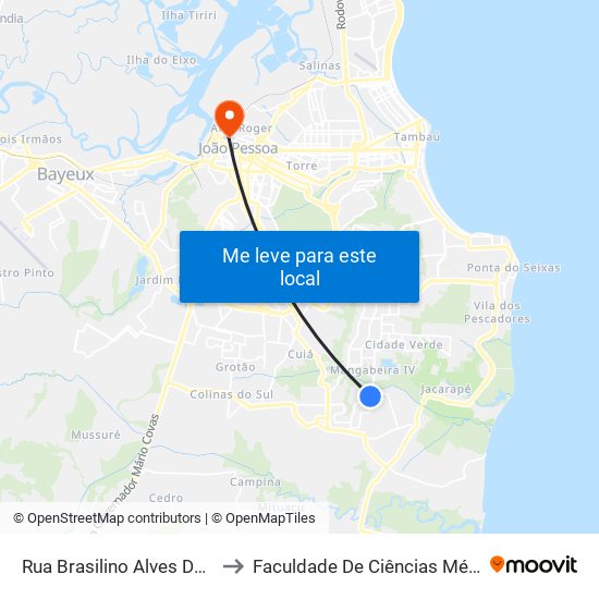 Rua Brasilino Alves Da Nóbrega, 275 to Faculdade De Ciências Médicas Da Paraíba map