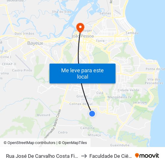 Rua José De Carvalho Costa Filho, 231 | Crei Maria Do Socorro Rodrigues to Faculdade De Ciências Médicas Da Paraíba map