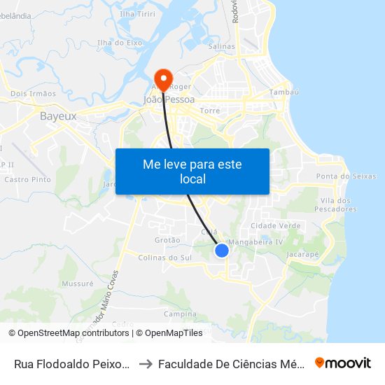 Rua Flodoaldo Peixoto Filho, 1938 to Faculdade De Ciências Médicas Da Paraíba map