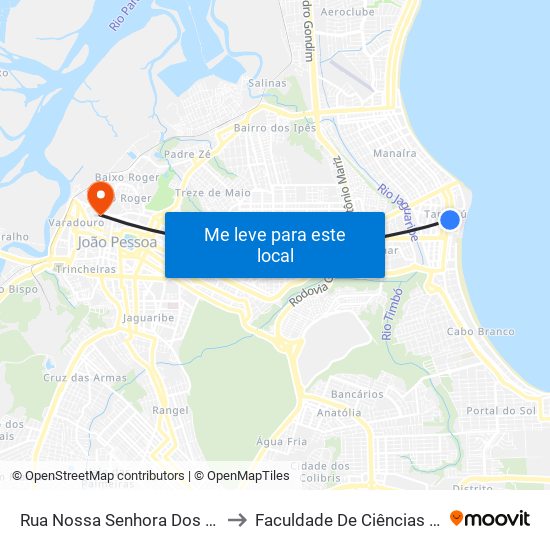 Rua Nossa Senhora Dos Navegantes, 239-463 to Faculdade De Ciências Médicas Da Paraíba map