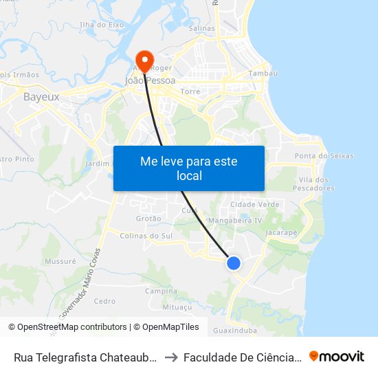 Rua Telegrafista Chateaubriand Brasil Filho, 171-221 to Faculdade De Ciências Médicas Da Paraíba map