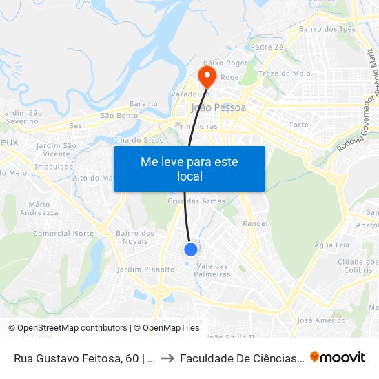 Rua Gustavo Feitosa, 60 | Terminal Da Rua Do Rio to Faculdade De Ciências Médicas Da Paraíba map