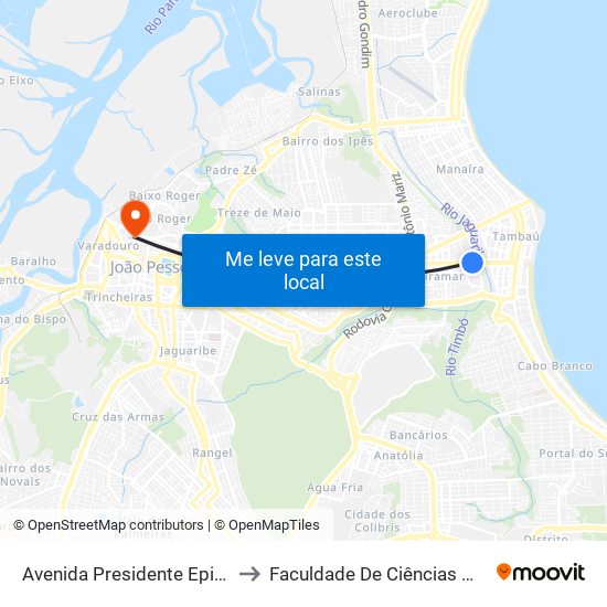 Avenida Presidente Epitácio Pessoa, 711 to Faculdade De Ciências Médicas Da Paraíba map