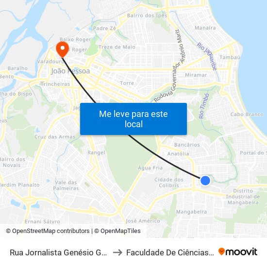 Rua Jornalista Genésio Gambarra Filho, 537-611 to Faculdade De Ciências Médicas Da Paraíba map
