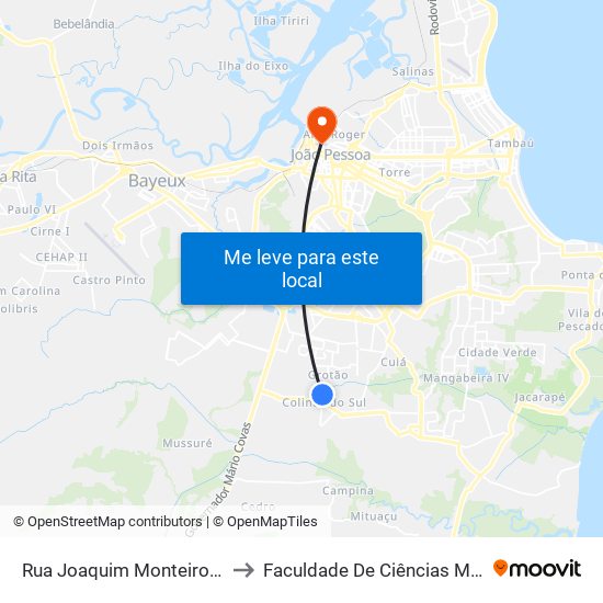 Rua Joaquim Monteiro Da Franca, 1005 to Faculdade De Ciências Médicas Da Paraíba map
