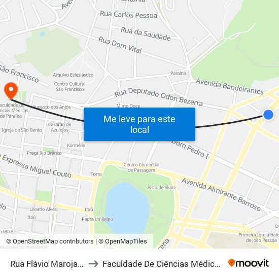 Rua Flávio Maroja Filho, 89 to Faculdade De Ciências Médicas Da Paraíba map