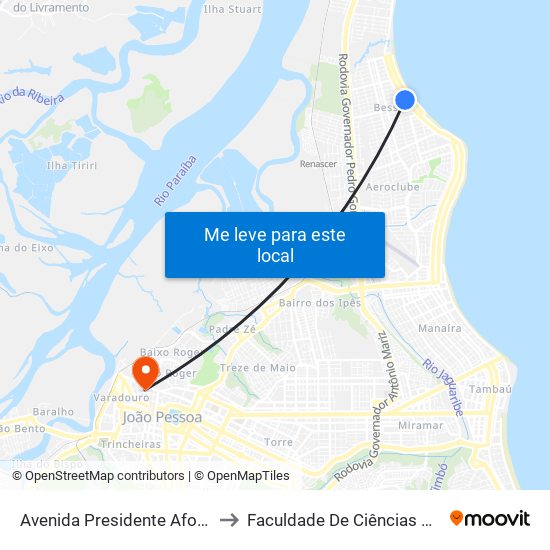 Avenida Presidente Afonso Pena, 831-913 to Faculdade De Ciências Médicas Da Paraíba map