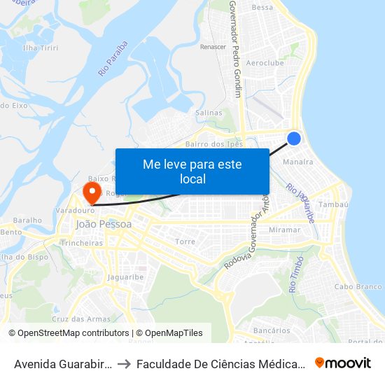 Avenida Guarabira, 1272 to Faculdade De Ciências Médicas Da Paraíba map