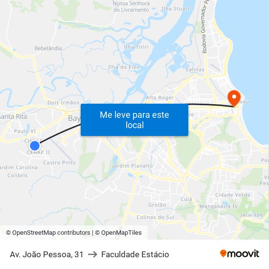 Av. João Pessoa, 31 to Faculdade Estácio map