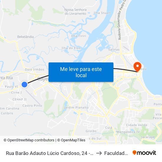 Rua Barão Adauto Lúcio Cardoso, 24 - Ufpb Campus Santa Rita to Faculdade Estácio map