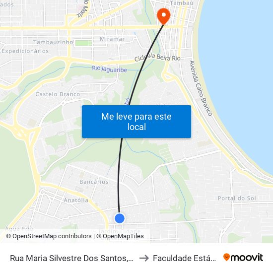 Rua Maria Silvestre Dos Santos, 81 to Faculdade Estácio map