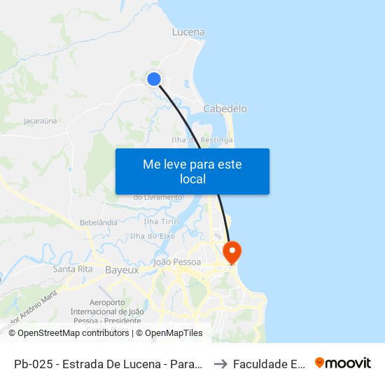 Pb-025 - Estrada De Lucena - Parada 26pb-025 to Faculdade Estácio map