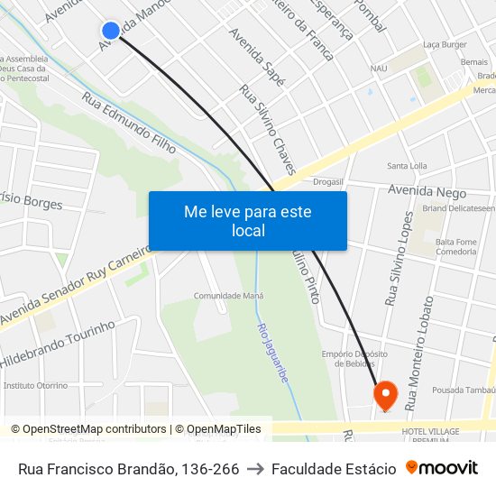 Rua Francisco Brandão, 136-266 to Faculdade Estácio map