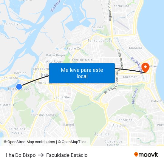 Ilha Do Bispo to Faculdade Estácio map