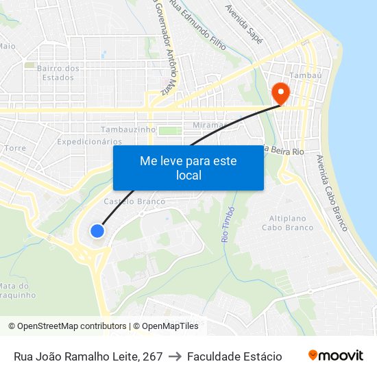 Rua João Ramalho Leite, 267 to Faculdade Estácio map