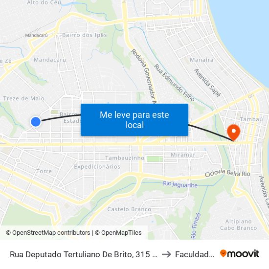 Rua Deputado Tertuliano De Brito, 315 | Praça Assis Chateaubriand to Faculdade Estácio map