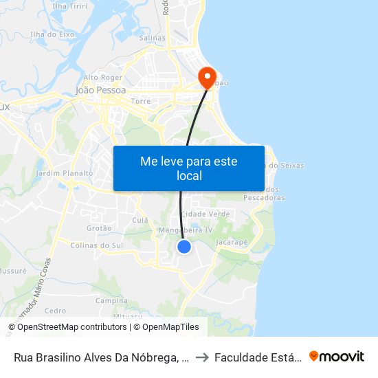 Rua Brasilino Alves Da Nóbrega, 275 to Faculdade Estácio map