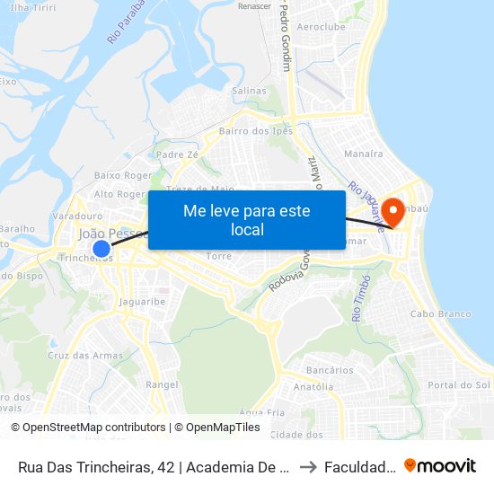 Rua Das Trincheiras, 42 | Academia De Comércio (Das 19:00 À 00:00) to Faculdade Estácio map