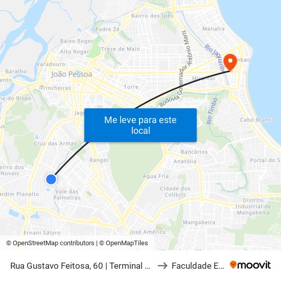 Rua Gustavo Feitosa, 60 | Terminal Da Rua Do Rio to Faculdade Estácio map