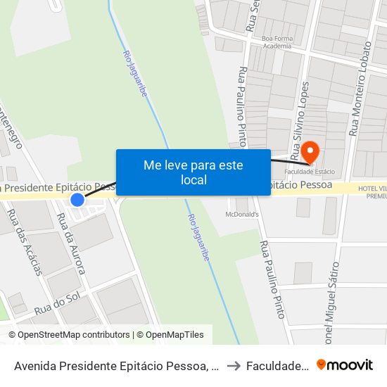 Avenida Presidente Epitácio Pessoa, 4200 - Pão De Açúcar to Faculdade Estácio map