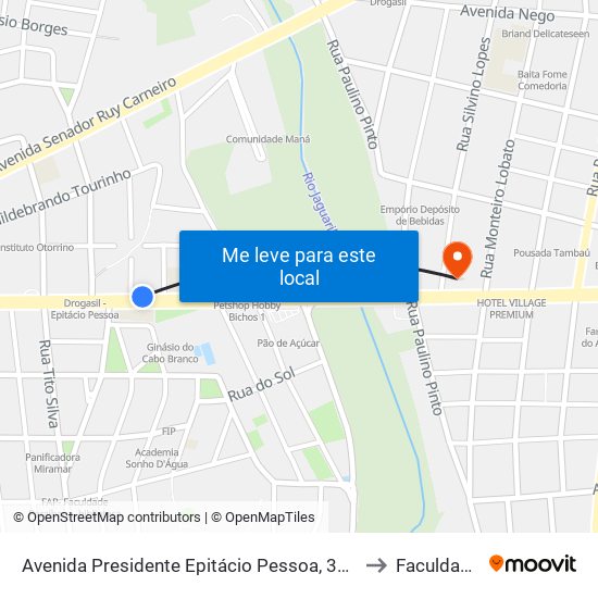 Avenida Presidente Epitácio Pessoa, 3883 | Controladoria Geral Da União to Faculdade Estácio map