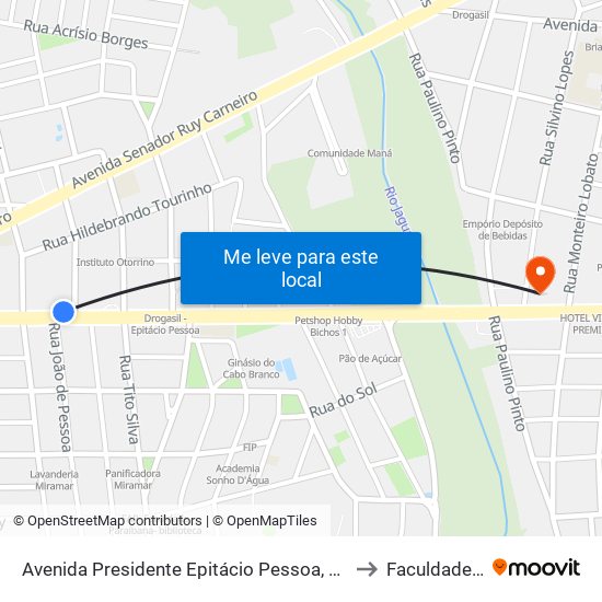 Avenida Presidente Epitácio Pessoa, 3557 - Pizzaria Donn'Ana to Faculdade Estácio map