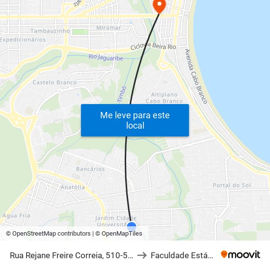 Rua Rejane Freire Correia, 510-580 to Faculdade Estácio map