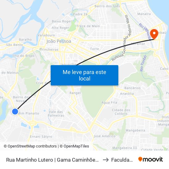 Rua Martinho Lutero | Gama Caminhões (Sentido Bairro Das Industrias) to Faculdade Estácio map