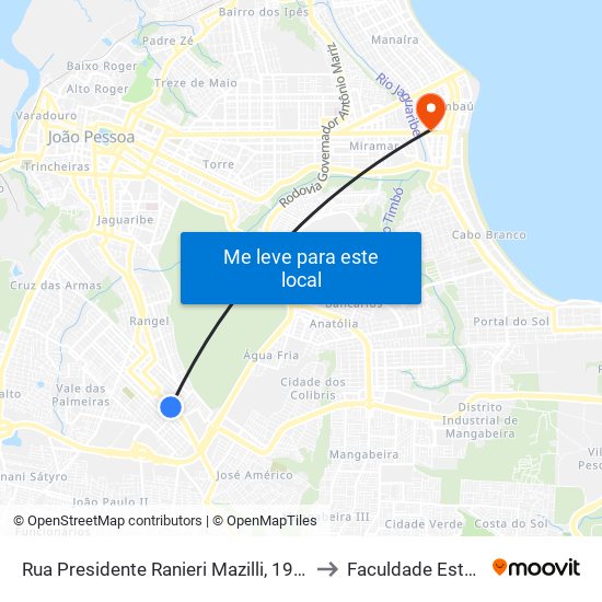 Rua Presidente Ranieri Mazilli, 194-388 to Faculdade Estácio map