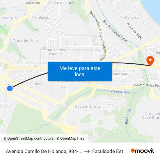 Avenida Camilo De Holanda, 984-1062 to Faculdade Estácio map