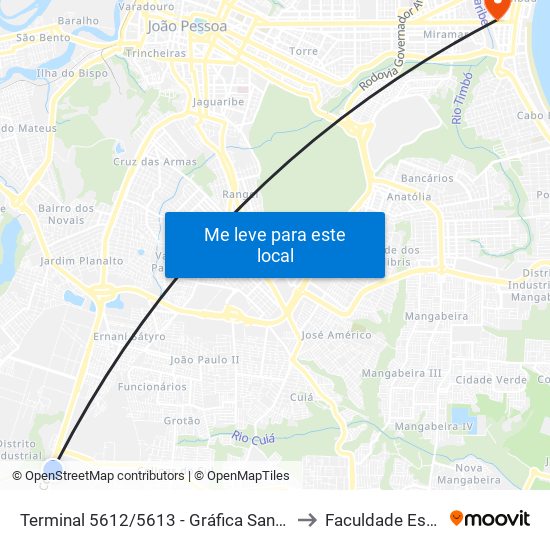 Terminal 5612/5613 - Gráfica Santa Marta to Faculdade Estácio map
