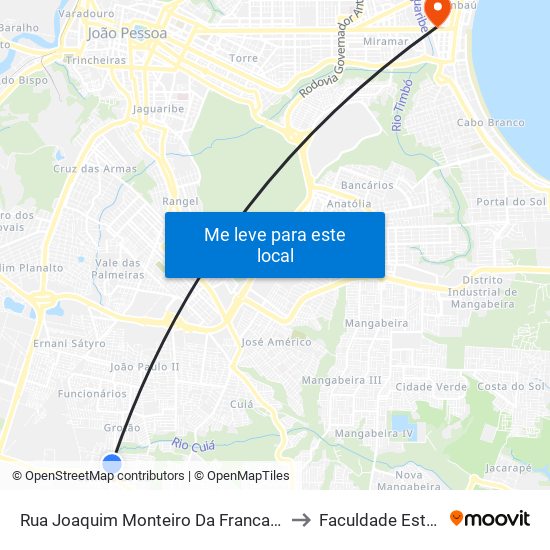 Rua Joaquim Monteiro Da Franca, 1005 to Faculdade Estácio map